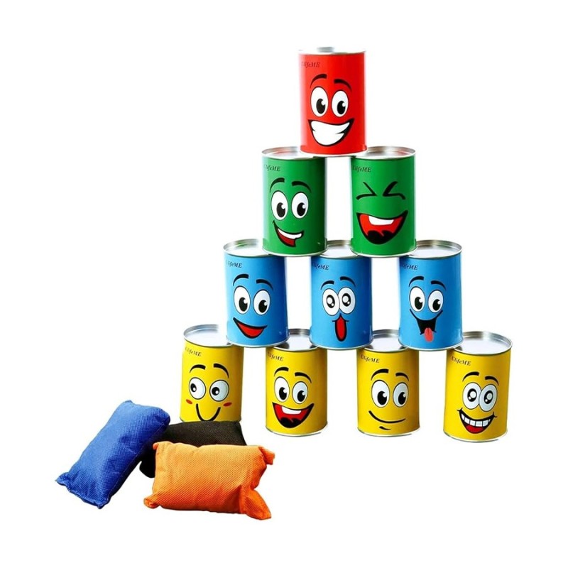 Family Halloween Bean Bag Toss Game for Kids Carnival Party Sport with 10 Funny Face Cans & 3 Bean Bags
