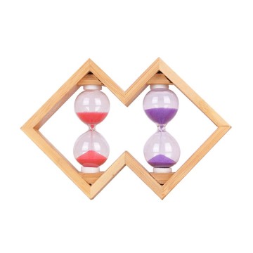 Blown Glass Sand Hourglass Timer 3-Minute Wood Crafts Christmas New Year Colorful Art Colored Bottle Souvenir Home Decoration