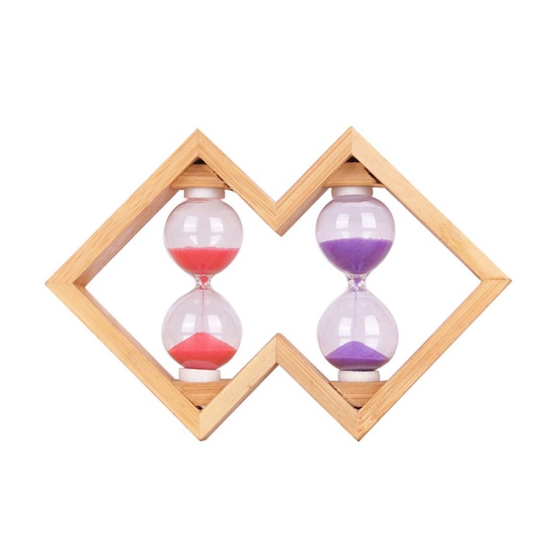 Blown Glass Sand Hourglass Timer 3-Minute Wood Crafts Christmas New Year Colorful Art Colored Bottle Souvenir Home Decoration