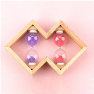 Blown Glass Sand Hourglass Timer 3-Minute Wood Crafts Christmas New Year Colorful Art Colored Bottle Souvenir Home Decoration