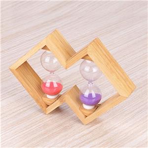 Blown Glass Sand Hourglass Timer 3-Minute Wood Crafts Christmas New Year Colorful Art Colored Bottle Souvenir Home Decoration