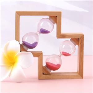 Blown Glass Sand Hourglass Timer 3-Minute Wood Crafts Christmas New Year Colorful Art Colored Bottle Souvenir Home Decoration