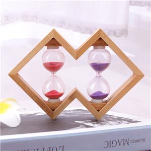 Blown Glass Sand Hourglass Timer 3-Minute Wood Crafts Christmas New Year Colorful Art Colored Bottle Souvenir Home Decoration