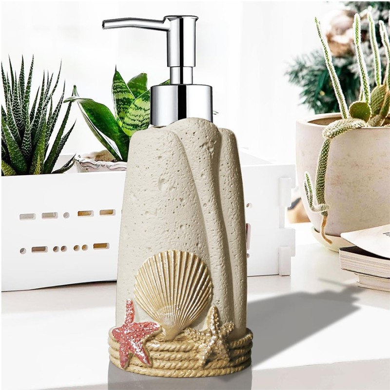 Modern Resin Home Bathroom Accessories Products Elegant Simple Yellow Carved Floral Soap Dispenser Resin Bathroom Set