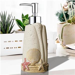 5-Piece Beige Resin Bathroom Accessory Set Includes Lotion Soap Dispenser Toothbrush Holder Vanity Tray 2 Cups Resin Crafts