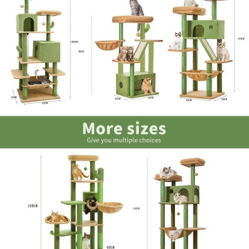 Wholesale Luxury Cat Toy Sisal Short Plush Cat Tree House Scratcher Tower Wooden Luxury Cat Tree House