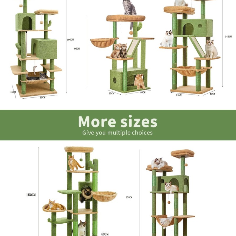 Wholesale Luxury Cat Toy Sisal Short Plush Cat Tree House Scratcher Tower Wooden Luxury Cat Tree House