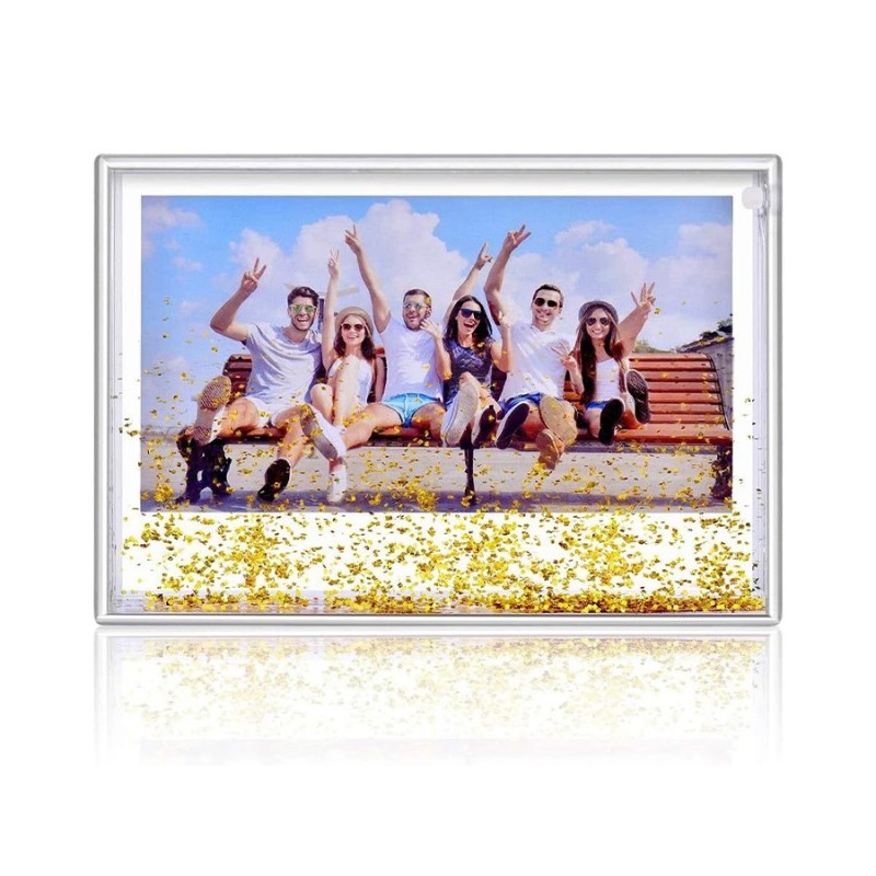 Customized Acrylic Water Filling Picture Frame Instant Quicksand Aqua Block 10x15 Liquid Glitter Photo Frame