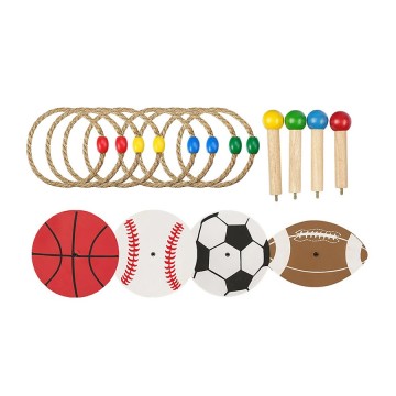 Eco-Friendly Wooden Ring Toss Game for Outdoor Lawn Backyard Party School Carnival Camp Beach Tailgating Sports Entertainment