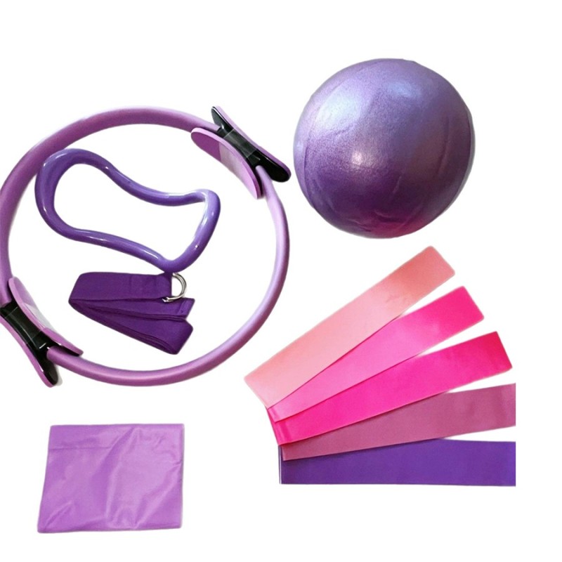 Home Workout Pilates Equipment Resistance Bands Ring and Ball Set-for Arms Thighs/Calves Core with Yoga Accessories Support