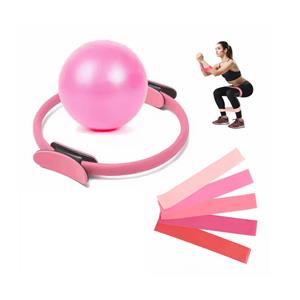 Home Workout Pilates Equipment Resistance Bands Ring and Ball Set-for Arms Thighs/Calves Core with Yoga Accessories Support