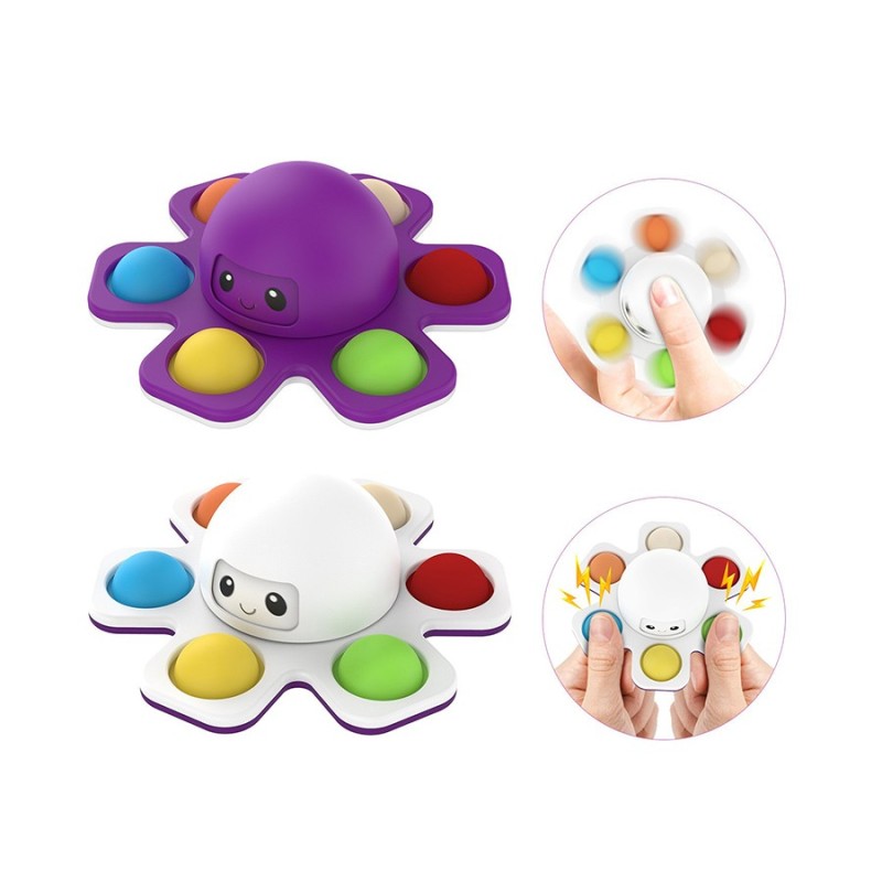 Cartoon Animal Fidget Spinner Top Kids Bath Time Educational Rattle Toys Promotional Finger Stress Relief Finger Spin Toys