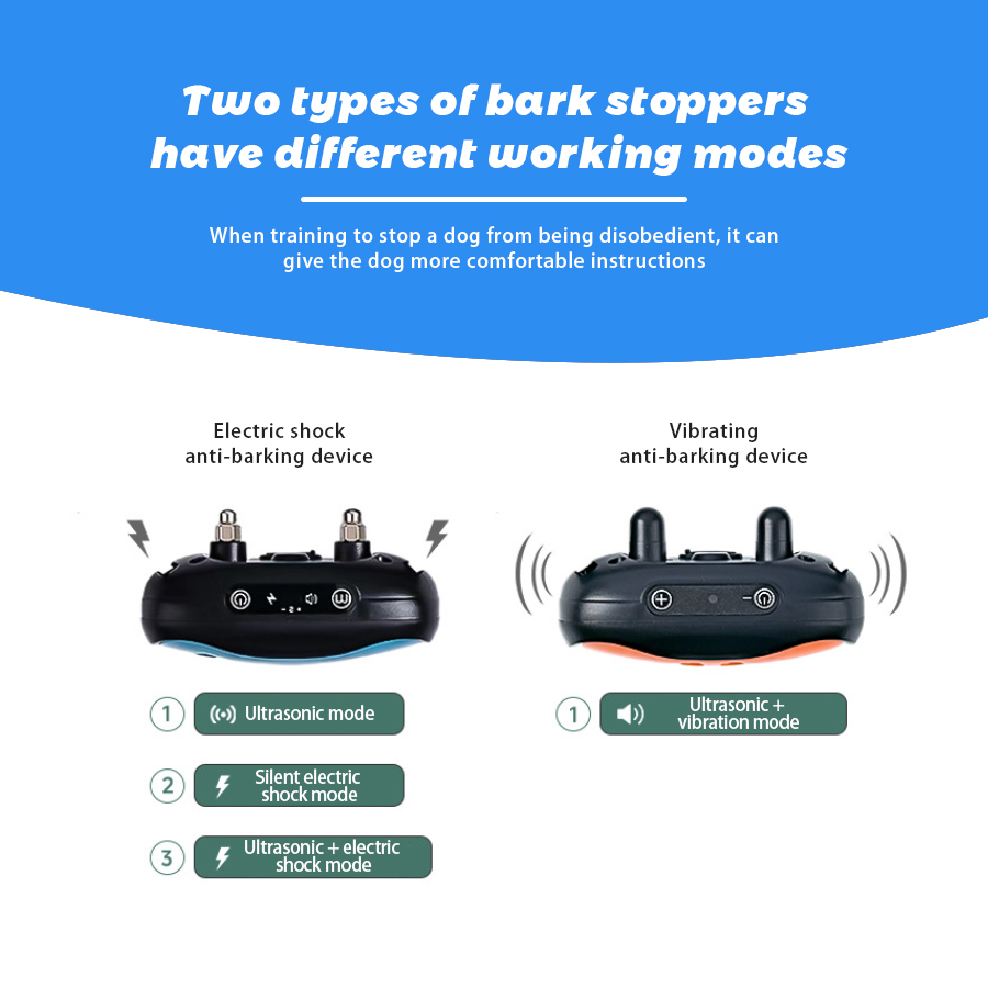 Rechargeable Ultrasonic Dog Bark Control Collar Anti-Barking Deterrent Device for Medium Large Dogs No Shock Anti-Barking Device