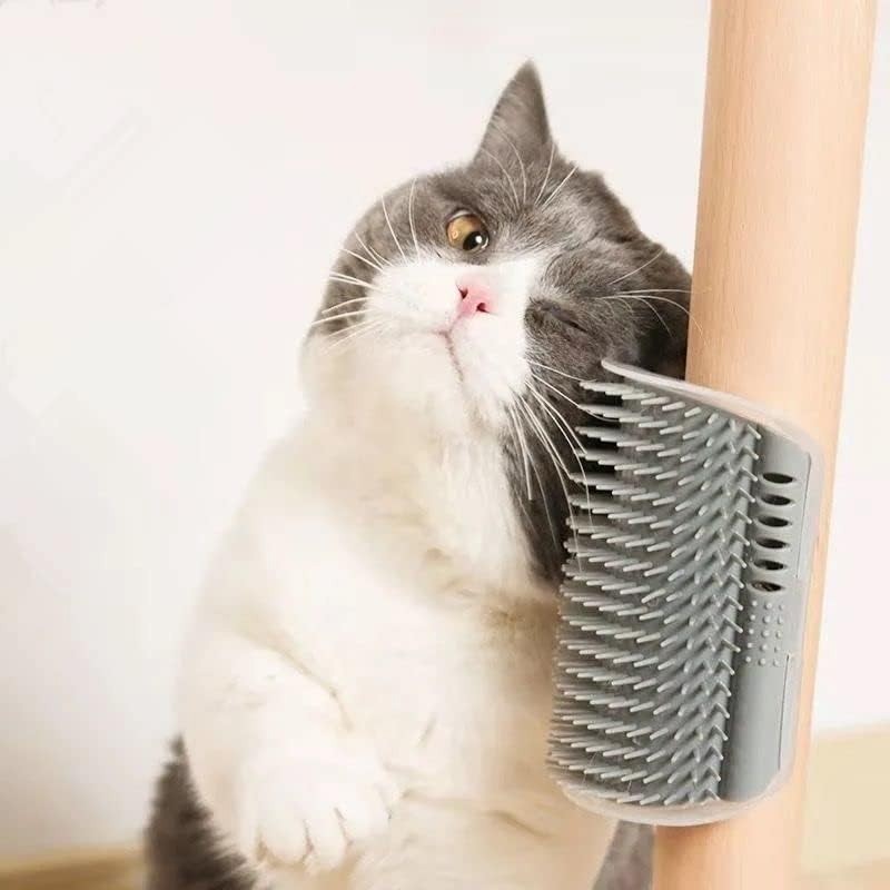 Automatic Rotating Cat Massager and Scratcher, Interactive Grooming Brush with Catnip for Relieving Tension