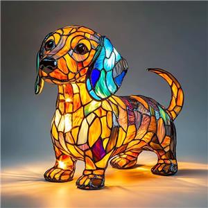 Animal Model 3D LED Desk Table Lamp Cute Gradient Night Light Bohemian Painting Dogs Themed Resin Craft Christmas Thanksgiving