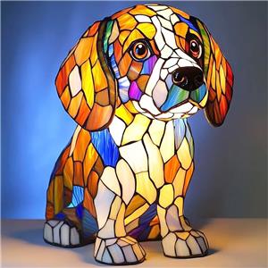Animal Model 3D LED Desk Table Lamp Cute Gradient Night Light Bohemian Painting Dogs Themed Resin Craft Christmas Thanksgiving