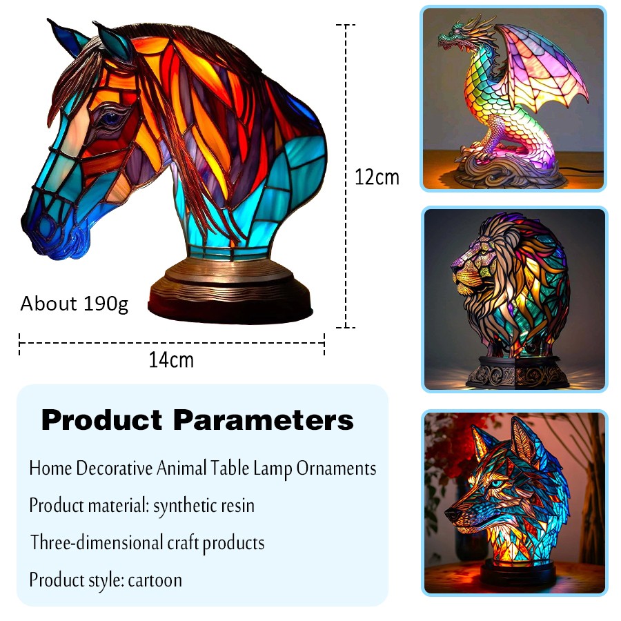 Animal Model 3D LED Desk Table Lamp Cute Gradient Night Light Bohemian Painting Dogs Themed Resin Craft Christmas Thanksgiving