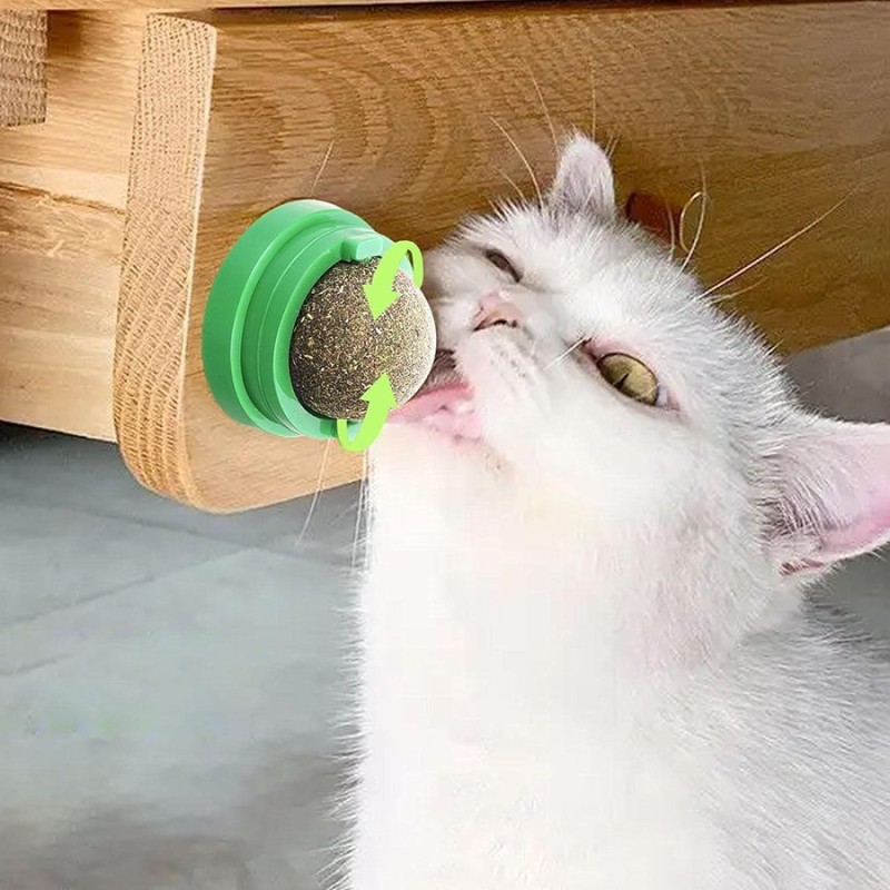360° Rotating Interactive Catnip Balls Odour Removers Treats Storage Lid Effective Teeth Cleaning Excitement Enhancement