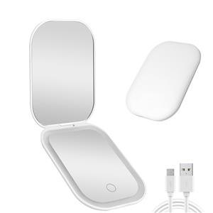 Foldable LED Travel Mirror with Magnetic Stainless Steel Eye Ice Globes - Space-Saving Design for Hassle-Free Beauty On-The-Move