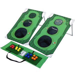 2-in-1 Outdoor Complete Golf Training Aid Combo Cornhole Chippo Target Boards Chipping Mats Practice Golf Balls for Golf