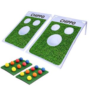2-in-1 Outdoor Complete Golf Training Aid Combo Cornhole Chippo Target Boards Chipping Mats Practice Golf Balls for Golf