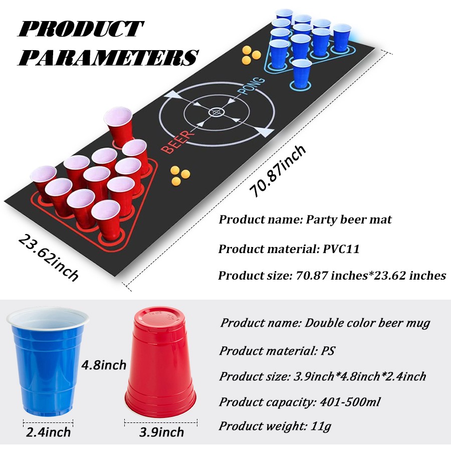 Beer Pong Set Mat Drinking Games