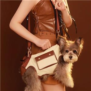Portable Canvas Pet Backpack Breathable Mesh Messenger Bag for Cats and Dogs for Spring Summer Autumn Winter Travel
