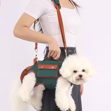 Portable Canvas Pet Backpack Breathable Mesh Messenger Bag for Cats and Dogs for Spring Summer Autumn Winter Travel