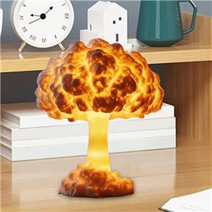 3D Mushroom Cloud Table Lamp Creative Handmade Resin Craft Atomic Bomb Blast Explosion Night Light for Bedroom Home Decor Gift