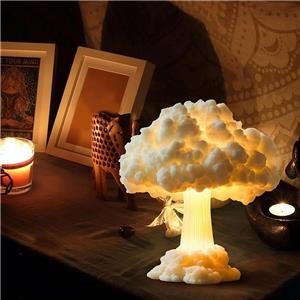 3D Mushroom Cloud Table Lamp Creative Handmade Resin Craft Atomic Bomb Blast Explosion Night Light for Bedroom Home Decor Gift