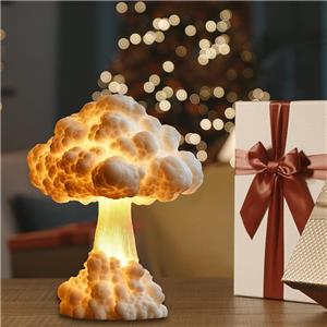 3D Mushroom Cloud Table Lamp Creative Handmade Resin Craft Atomic Bomb Blast Explosion Night Light for Bedroom Home Decor Gift