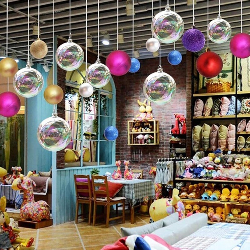 Transparent Christmas Plastic Balls Fillable Baubles for DIY Tree Ornaments Hanging Christmas Tree Decorations
