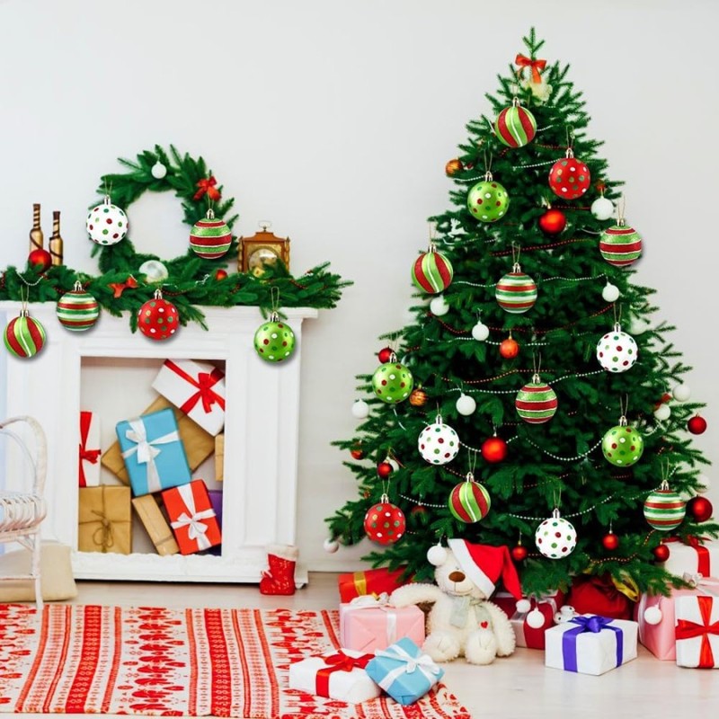 High Quality Hand Painted Christmas Ball Sets Glitter New Design Hanging Christmas Ball Tree Ornaments for Holiday Decorations