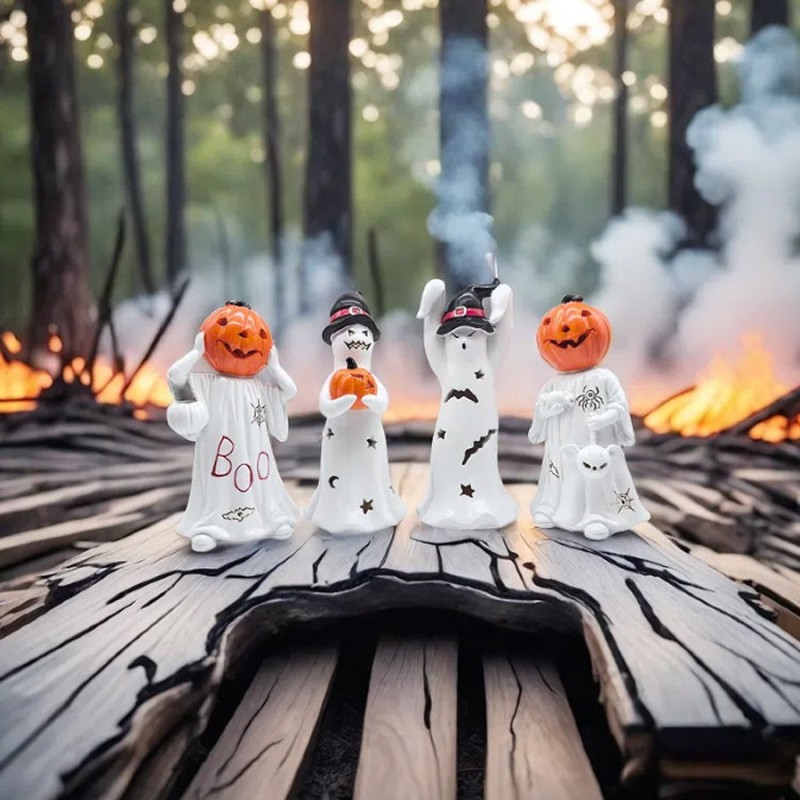 New Arrival Resin Pumpkin Skull Ornament for Halloween Holiday Supplies