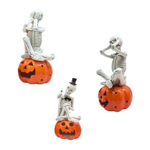 Halloween Home Decor Horror Skeleton Pumpkin LED Light Day of the Dead Resin Mexican Decorative Knick-Knacks