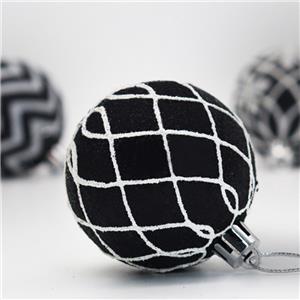 Christmas Black and White Ball Ornaments Xmas Plastic Stripe Dot Hanging Ball for Christmas Tree Party Decoration Supplies