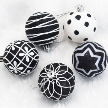 6pcs Christmas Tree Decoration White Black Balls Christmas HomeHoliday Party Ornaments Hanging Ball 2026 New Year Gift