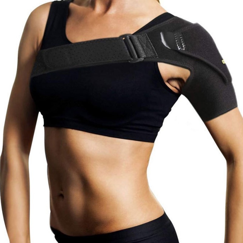 Adjustable Unisex Sports Shoulder Pads Single-Shoulder Support Brace for Basketball Badminton Two-Sided Relief for Left/Right