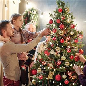 Assorted Red 4 cm Shatterproof Christmas Baubles Pendant Ball Ornament Set for Seasonal Holiday Party Decorations (50 Pcs)