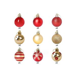Assorted Red 4 cm Shatterproof Christmas Baubles Pendant Ball Ornament Set for Seasonal Holiday Party Decorations (50 Pcs)