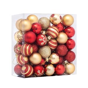 Assorted Red 4 cm Shatterproof Christmas Baubles Pendant Ball Ornament Set for Seasonal Holiday Party Decorations (50 Pcs)