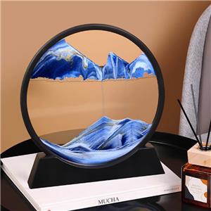 3D Deep Sea Landscape Glass Kinetic Frame Relaxing Bookshelf Office Bookshelf Decor Novelty Moving Sand Art Picture Display Home