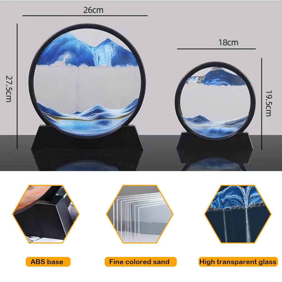 Moving Sand Art Round Hourglass Moving Sandscapes