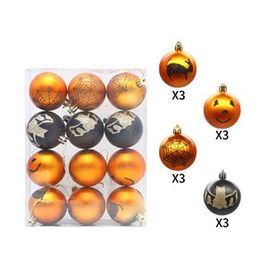 12pcs Halloween Hanging Ball Ornaments Glitter Witch Ghost Shatterproof Tree Balls for Haunted House Halloween Holiday Supplies