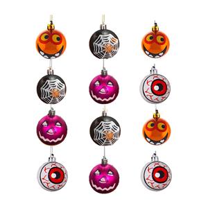 12pcs Halloween Hanging Ball Ornaments Glitter Witch Ghost Shatterproof Tree Balls for Haunted House Halloween Holiday Supplies