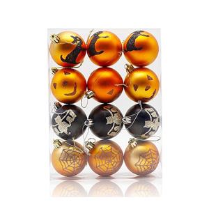 12pcs Halloween Hanging Ball Ornaments Glitter Witch Ghost Shatterproof Tree Balls for Haunted House Halloween Holiday Supplies
