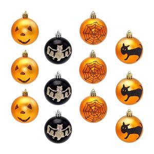12pcs Halloween Hanging Ball Ornaments Glitter Witch Ghost Shatterproof Tree Balls for Haunted House Halloween Holiday Supplies