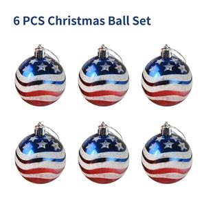 Independence Day Stars Balls Hanging Ornaments Set Small Patriotic Tree Decorations for Indoor Outdoor Fourth July Home Party