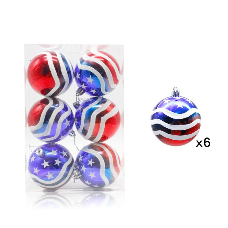 Independence Day Stars Balls Hanging Ornaments Set Small Patriotic Tree Decorations for Indoor Outdoor Fourth July Home Party