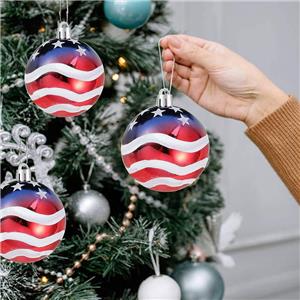Independence Day Stars Balls Hanging Ornaments Set Small Patriotic Tree Decorations for Indoor Outdoor Fourth July Home Party